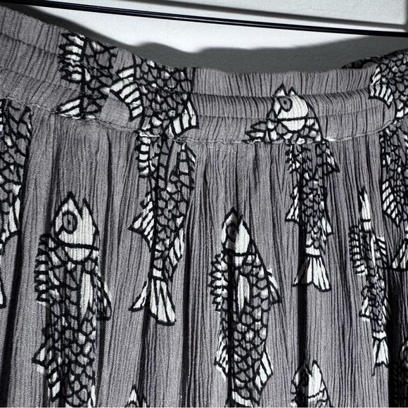 Vintage Chico's Broomstick Maxi Long Skirt Grey Black Fish One Size 90s Y2K - Picture 7 of 14